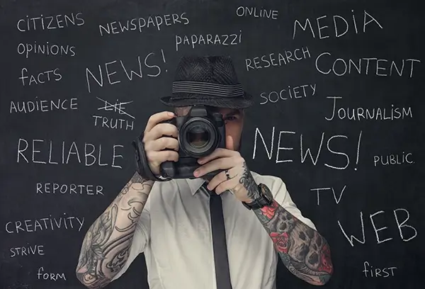 pr-concept pr terms behind a photographer